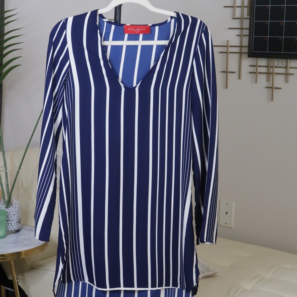 Akira Chicago (red label) Blue & White Midi Dress